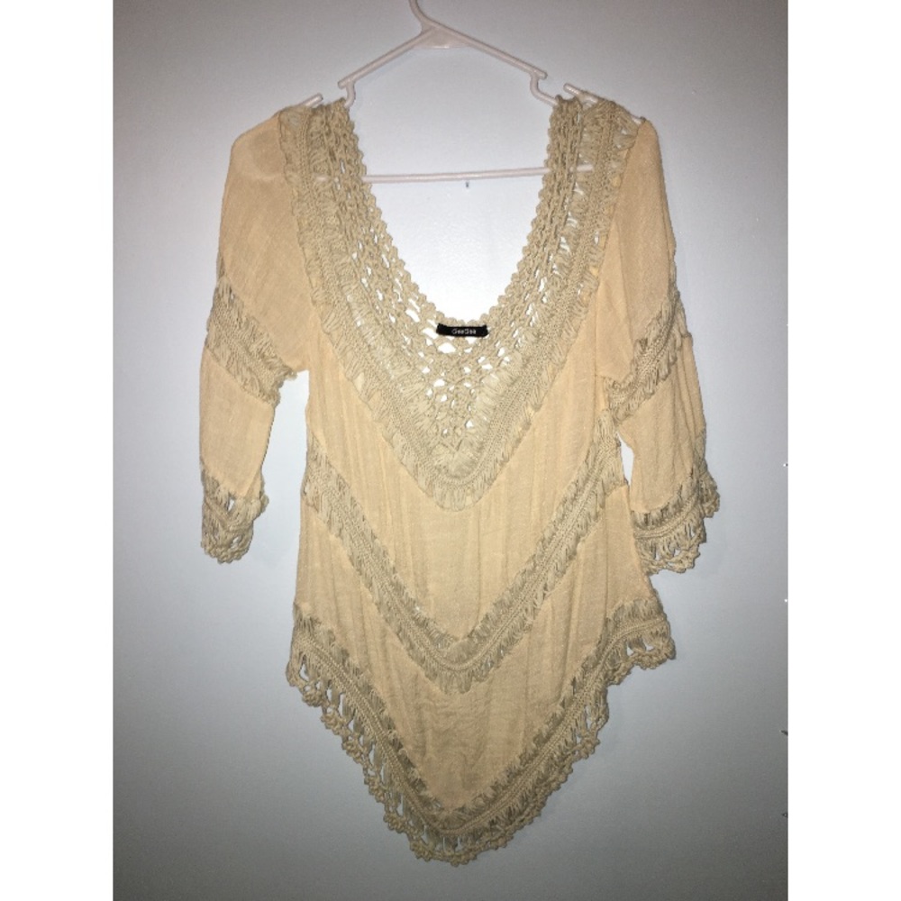 Tan crochet top